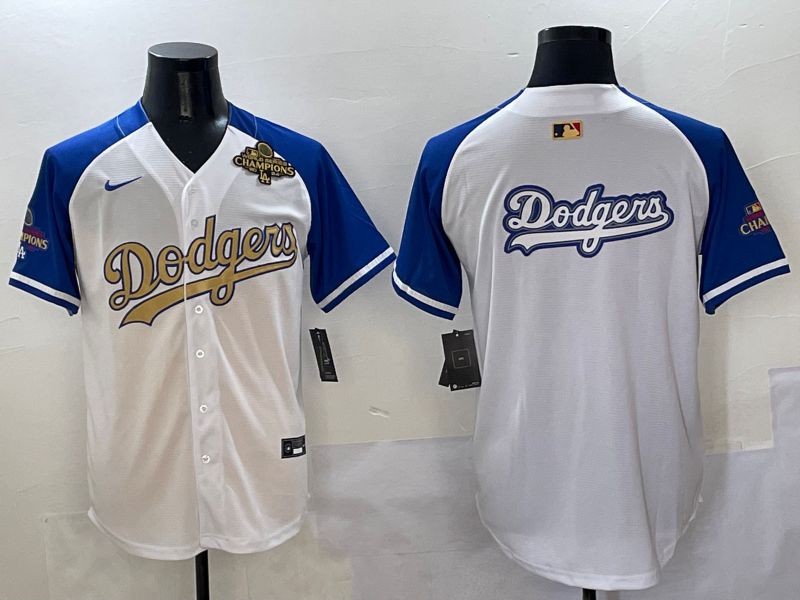 Men Los Angeles Dodgers Blank White Blue Gold Game Nike 2025 MLB Jersey style 42917